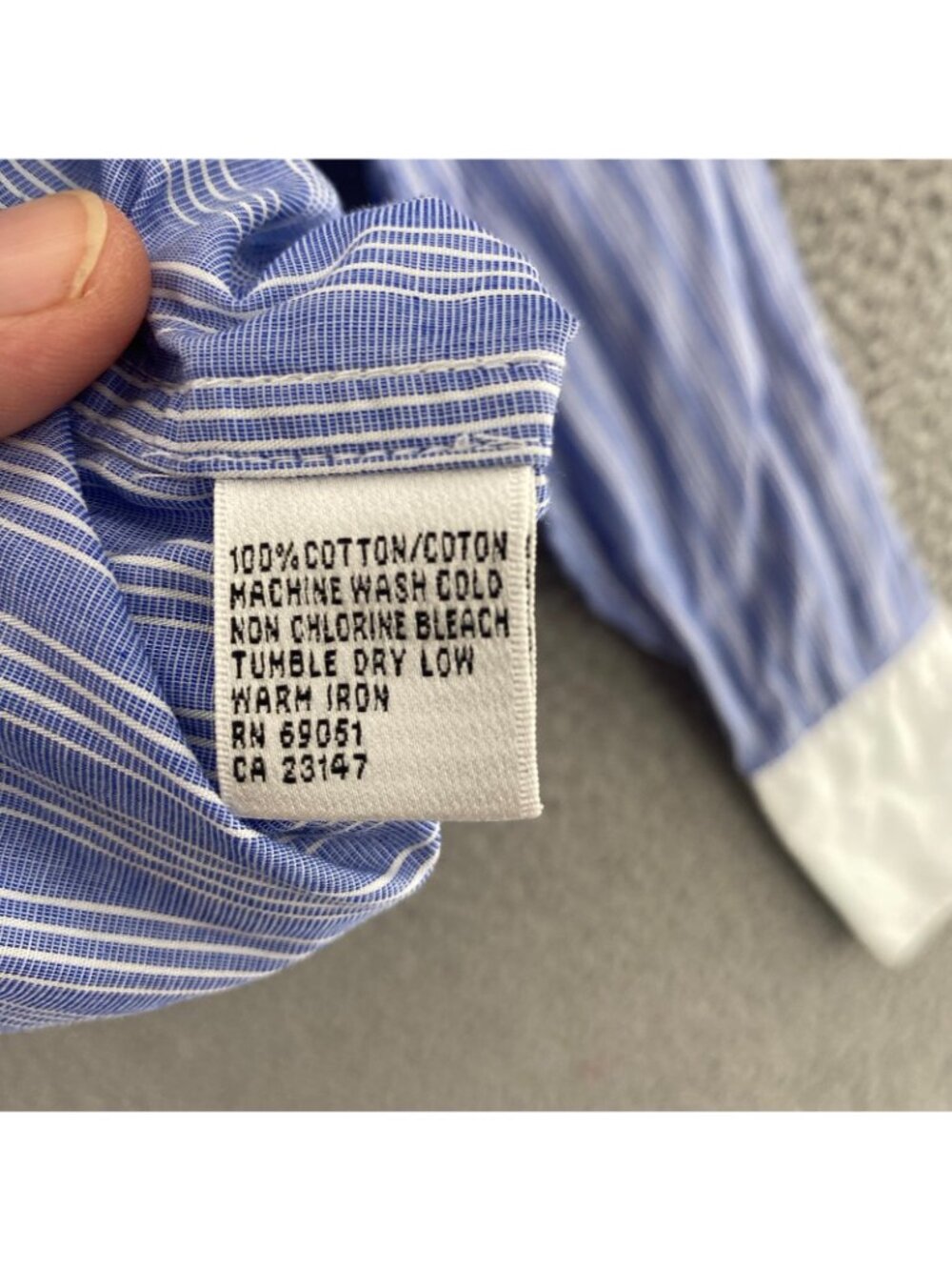 Talbots Shirt Womens 6 Petite VTG Blue Striped Cotton Button Up Contrast Collar - Picture 6 of 10